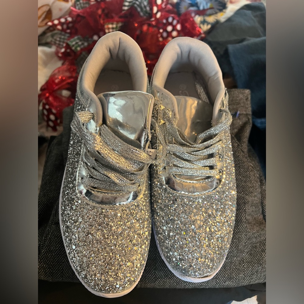 Sequin tennis shoes, brand new never been worn. The brand is forever.